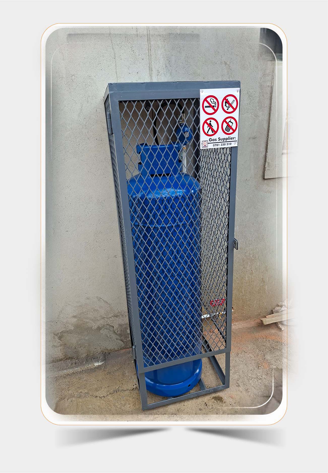 48kg large LPG tank with cage and emergency valve domestic setup